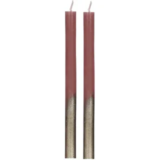 COMFORDER Stabkerzen Set, 2x Tafelkerzen mauve mit Gold, 25cm, 10 Stunden Brenndauer