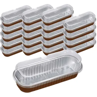 Generisch -Kuchenform - 20 -Laibpfannen Aus Aluminiumfolie Mit Deckel,200 Ml Rechteckige -Backförmchen, Muffinformen, Antihaft-Backformen, Backformen, Dosenhalter Für Brownie, Kuchen, Brot