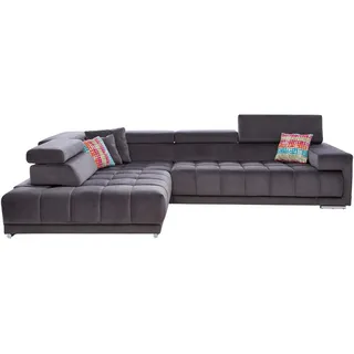 Beldomo Speed Ecksofa, Anthrazit, Metall, 4-5-Sitzer, Ottomane links, L-Form, 326x222 cm, Goldenes M, Typenauswahl, Stoffauswahl, seitenverkehrt erhältlich, Rücken echt, Wohnzimmer, Sofas & Couches, Wohnlandschaften, Ecksofas