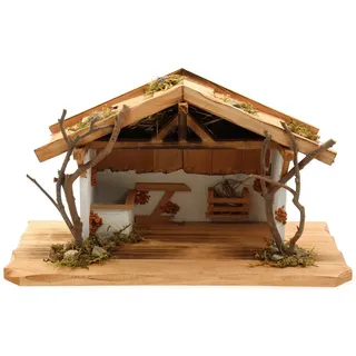 ELLUG Krippe Holz Krippenstall 38 * 18 * 21cm (OHNE Krippenfiguren)