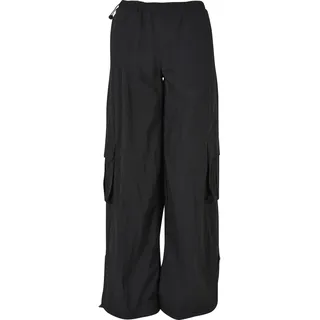 URBAN CLASSICS Damen Wide Crinkle Nylon Cargo Pants Schwarz XL