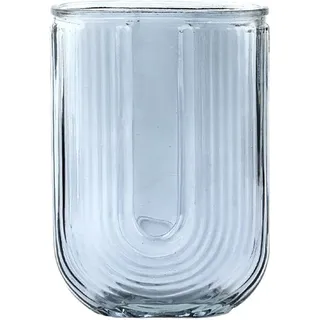 U-förmige, Gerippte, Graue Glasvase Für Blumensträuße, Wohndekoration, Geschenk