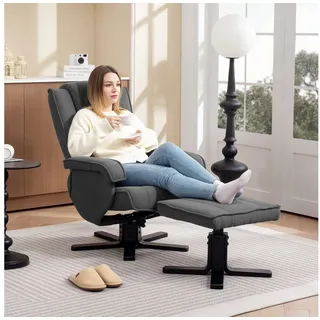 Homcom Relaxsessel mit Hocker 91 x 78 x 150 cm Dunkelgrau