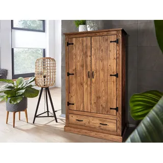 Moebel-Eins Kleiderschrank EVERGLADE Kleiderschrank, Material Massivholz, Kiefer eichefarbig