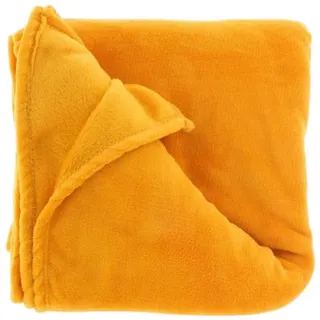 Wohndecke Teddy-Decke 150 x 200 cm » Kuscheldecke "Torvah", VewoTex, » Wohndecke strahlend gelb/mango » Couchdecke Teddy Fleece orange