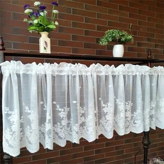 champracer Landhausstil Kurzgardinen, Scheibengardinen, Häkeloptik Bistrogardine, Boho Weiß Vorhänge Fenstervorhang aus Baumwolle mit Quasten Kurzgardinen für Cafe Zimmer (1 Stüick, BxH 150x30)