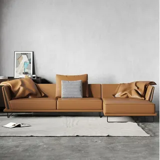 aea Ecksofa L-form Leder Wohnlandschaft Relax Sofa Design Couch Lounge Sofas Eck Neu - Braun