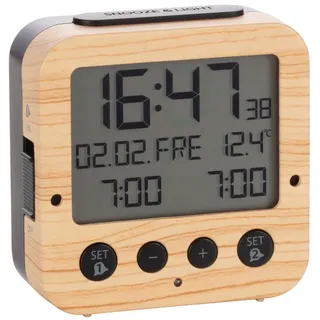 TFA Dostmann Funkwecker Bingo TFA 60.2528 digitaler Reisewecker 2 Alarme Beleuchtung schwarz