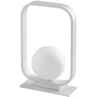 Luce Ambiente Design LED Nachttischlampe mit Glas-Kugel Lampenschirm, Höhe 26cm, Dimmfunktion, LED wechselbar, Warmweiß, klein-e Kugelleuchte innen Bauhaus Tischlampe Sideboard & Fensterbank weiß