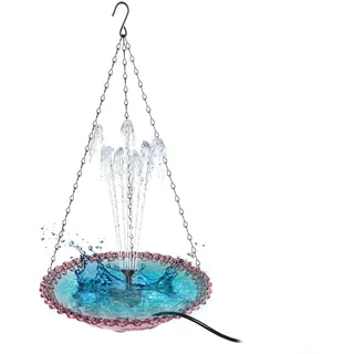 HOHOVYVY Solarbrunnen Für Draussen,Vogeltränke Solar,Solar Vogelbad Mit Springbrunnen Outdoor Wasserspiel Solarbetrieben Für Garten Terrasse Balkon(Purple)