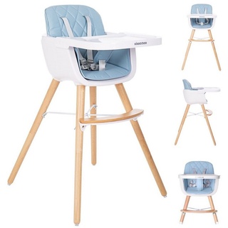 Kikkaboo Hochstuhl »Hochstuhl 2 in 1 Woody«, Kinderstuhl, Tisch verstellbar, Gurt blau