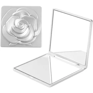 ZEXIJOW Kompaktspiegel Doppelseitig,taschenspiegel klappbar, 2-facher Faltbarer Makeup Spiegel mit Vergrößerung,Quadratischer Zusammenklappbarer Reisespiegel Klein für Geldbörsen Handtaschen(Silber)