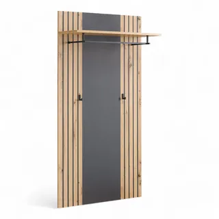 HBZ Garderobenpaneel Lagos in Anthrazit, BxHxT 80x150x28 cm (1 St.), Paneel mit 1 Hutablage, 1 Kleiderstange, 2 Kleiderhaken,