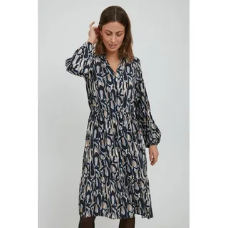 Fransa FRESKYLIE Damen Freizeitkleid Kleid mit Rüschenkragen und Puffärmeln, Größe:M, Farbe:Navy Blazer Mix (200119) - M