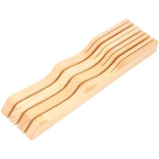 Messerblock Schublade Holz Zweistufiger Messer Organizer für Bis 7 Küchenmesser Messerhalter Schublade Messer Schubladeneinsatz Messeraufbewahrung für Schubladen Arbeitsfläche Küche Büro (4 Klingen)