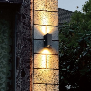 Außenwandleuchte Dämmerungssensor Gartenlampe Up Down Fassadenlampe schwarz LED