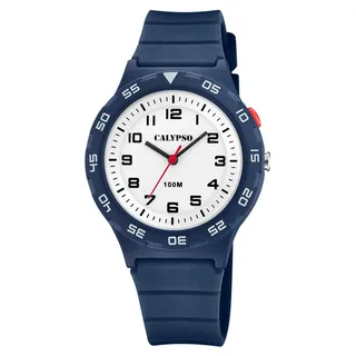 Calypso K5797/3 10 mm Kunststoffgehäuse Dunkelblau Silikonarmband Weiß onesize