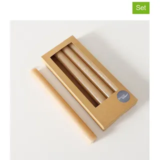 Boltze 4er-Set: Stabkerzen "Melia" in Beige - (H)20 cm