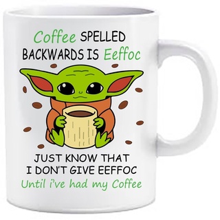 Top Banana Gifts Eeffoc – Lustige Baby Yoda – Lustige Arbeit Kaffee Tee Geschenk Neuheit Büro Boss Keramik Weiß Tasse Tasse 325 ml Tasse Tasse
