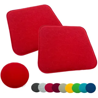 heimtexland ® 2er Pack Sitzkissen Filz Stuhlkissen Bodenkissen Polster Stuhlauflage Indoor Outdoor Kissen eckig Typ631 Filzkissen rot 35x35 cm 2 Stück