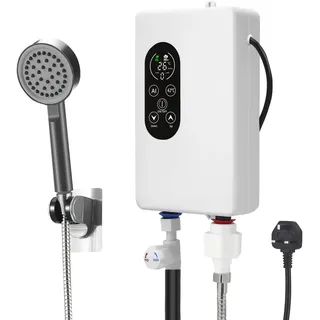 Eirolace Elektrische Durchlauferhitzer, 5500W 220V, Temperaturanzeige Integrierte Einheit Intelligente Steuerung Mini Warmwasserbereiter, Geeignet für Duschen Badezimmer