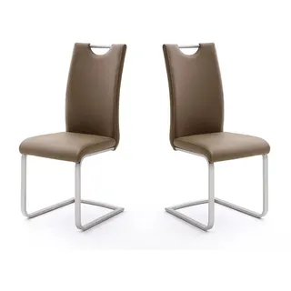 Schwingstuhl 4er Set Paulo Esszimmerstuhl Stuhl in Cappuccino und Edelstahl