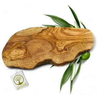 OLIQUE Schneidebrett aus Olivenholz – Rustikales Tranchierbrett als Geschenk, Holz, (1-St) braun 50 cm x 24 cm x 1.8 cm