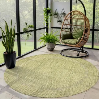 Outdoor Teppich Wetterfest Einfarbiges Design Terrasse Balkon Teppich Rund Küche Garten Sisal-Look Küchenteppich Läufer Flur, Größe: 160 cm Rund, Farbe: Grün