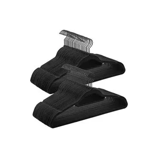 Songmics Kleiderbügel Samt Schwarz 50 St.