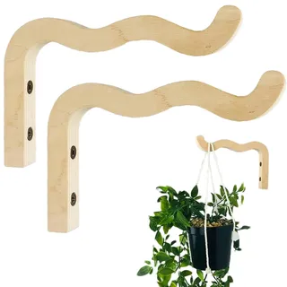 2 Stück hängende Pflanzenhaken, Wand-Pflanzgefäß aus Holz für Zimmerpflanzenkörbe, Wandhalterungen für Topf, Windspiele, Pflanzgefäß, Hängekörbe, Terrassen-Gartendekorationen