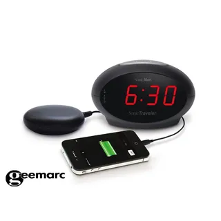 Reise-Wecker 75dB Geemarc Sonic Traveller Vibrationskissen Sonic Bomb USB MP3