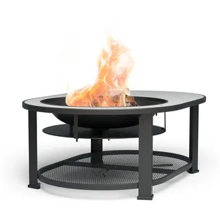 blumfeldt Feuerschale Merano Round L, (Set, Set), Garten Grill Tisch Funkenschutz Feuerkorb Feuerstelle Outdoor schwarz