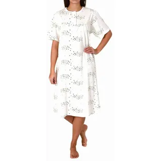 Normann Nachthemd Elegantes frauliches Damen kurzarm Nachthemd mit Knopfleiste am Hals gelb 52-54