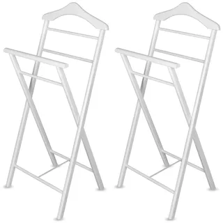 Staboos 2x Herrendiener Kleiderbutler Kleiderständer Stummer Diener aus Holz klappbar und leicht (Weiß)