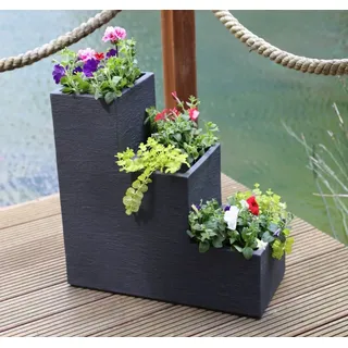 Dynamic24 XL Kübel Pflanzkübel Treppentopf 60cm Blumentreppe Blumen Kübel Topf Beton Optik