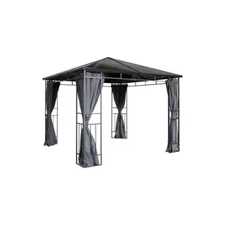 Grasekamp Hardtop-Pavillon Limone schwarz Stahl B/H/L: ca. 300x280x300 cm - schwarz, braun, anthrazit