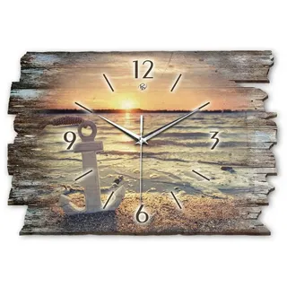 Kreative Feder Wanduhr Design-Wanduhr „See“ aus Holz im Shabby Style Design (ohne Ticken; flüsterleises Uhrwerk; außergewöhnlich, modern) braun