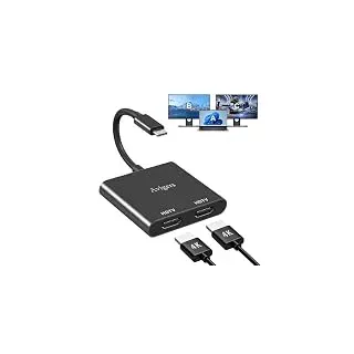 USB-C Dual-HDMI-Splitter für 2 Monitore, 4K 60Hz | Einzelanzeige bis 4K 60Hz, zwei Monitore bis 4K 30Hz, für kompatible USB-C Laptops und Tablets