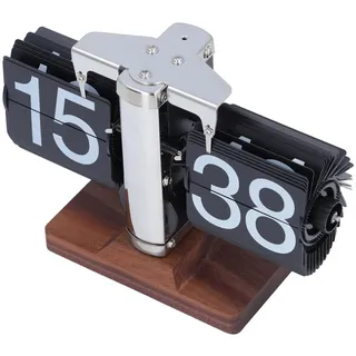 Annadue Retro Flip Down Uhr, Mechanische Digitale Flip Tischuhr, Vintage Automatische Seite Drehen Uhr Flip Tischuhr 24H für Home Office Schule Hotel Café(Schwarz)