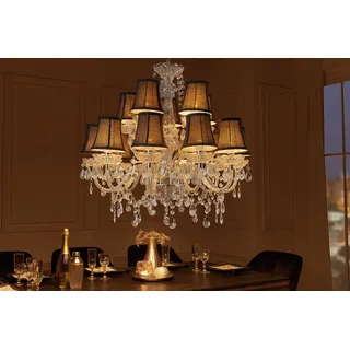 riess-ambiente Kronleuchter CRYSTAL XL 80cm klar (transparent) · Hängeleuchte mit Kristall-Design, keine besonderen Funktionen, ohne Leuchtmittel, 15-armiger Lüster · Acrylglas · Wohnzimmer · mit Schirmen · Barock weiß