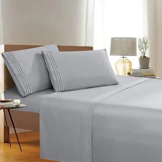 Elegant Comfort 4-teiliges ultraweiches Luxus-Bettwäsche-Set mit Fadenzahl 1500, Knitter- und lichtbeständig, ägyptische Qualität, 4-teilig, mit Flachbett, Spannbetttuch und 2 Kissenbezügen,