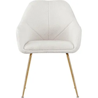Livetastic Armlehnstuhl Boucle, Creme, Gold, Metall, Textil, Rundrohr, 57x81.5x62.5 cm, Esszimmer, Stühle, Esszimmerstühle, Armlehnenstühle
