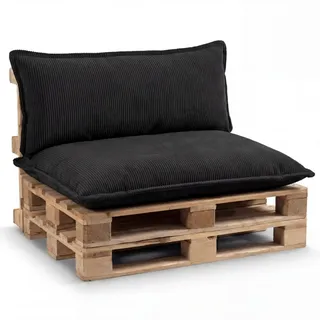 Gutekissen® Palettenkissen Set – Sitzkissen für Europaletten – Palettenpolster, Gefüllt mit Granuliertem Poulirette-Schaum PLL (Schwarz, Eckkissen 70x40)