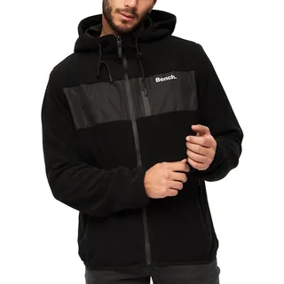 Bench Blaine Herren Fleecejacke mit Kapuze und durchgehendem Reißverschluss, warm, Schwarz , S - S