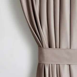 AmeliaHome Gardine Kräuselband 140x270 cm Vorhang Dunkel Beige Verdunkelnd Einfarbig Muster Samt Textil Multifunktionsband mit Raffhalter Wohnzimmer Schlafzi... - Beige