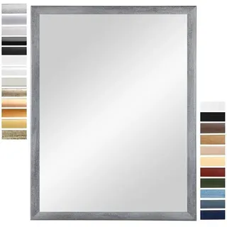 PrimeLuxe Wandspiegel 30 x 40 cm (Außenmaß) in Grau-gewischt | Farbe und Größe wählbar | Ganzkörperspiegel | Bad & Flur Spiegel | mit Holz Rahmen | Made IN Germany