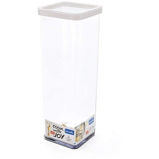 Rotho Loft quadratische Vorratsdose 2l mit Deckel und Dichtung, Kunststoff (SAN) BPA-frei, transparent/weiss, 2l (10.0 x 10.0 x 28.5 cm)