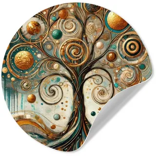 MuchoWow Wandsticker Baum des Lebens - Baum - Abstrakt - Modern (1 St), Runde Aufkleber für Kinderzimmer, Selbstklebend, 120x120 cm bunt 120 cm x 120 cm x 0.1 cm