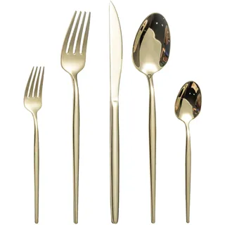 Besteck Set, LAZAHOME 30-teilig Besteckset für 6 Personen mit Messer Gabel Löffel, Edelstahl Essbesteck für Familie/Party/Restaurant, Champagner Gold Tafelbesteck, Spiegelpoliert&Spülmaschinenfest