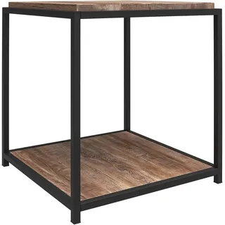 loft24 Beistelltisch Quinn, Ablagetisch, rustikale Holzoptik, Metallgestell braun|schwarz